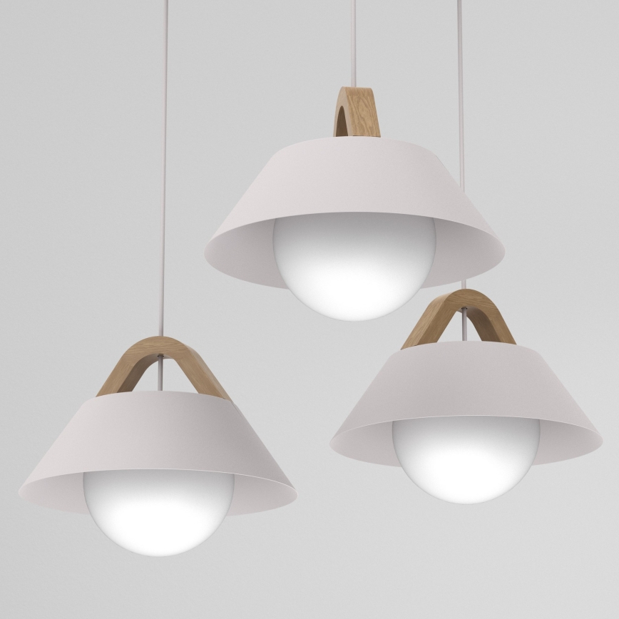 Lustre em cabo FUNDA 3xE27/15W/230V cor creme