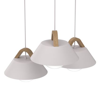 Lustre em cabo FUNDA 3xE27/15W/230V cor creme
