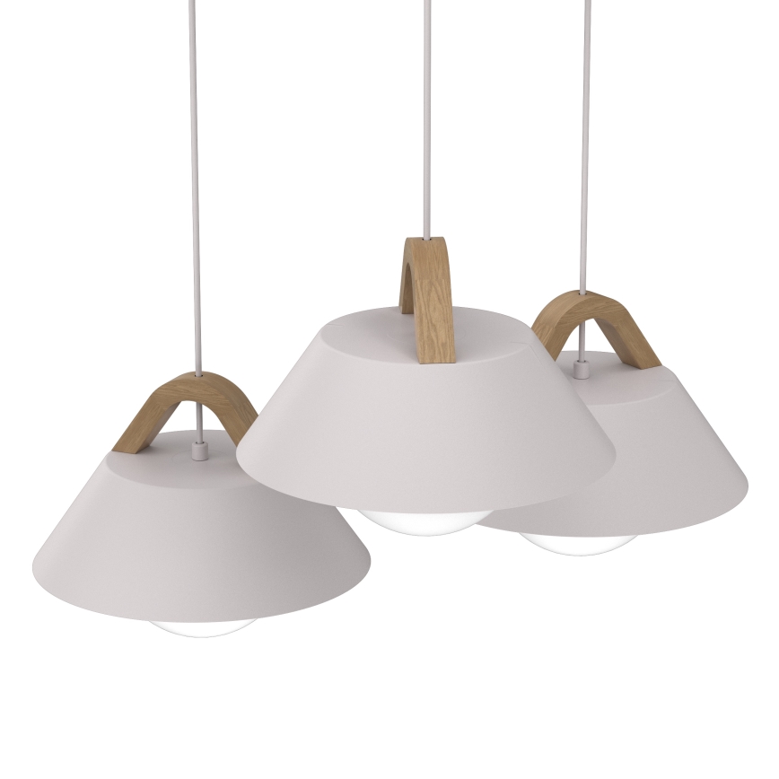 Lustre em cabo FUNDA 3xE27/15W/230V cor creme