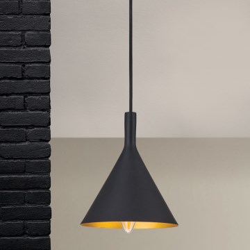 Lustre em cabo GUNDA 1xE14/40W/230V Ø 16,5 cm preto/dourado