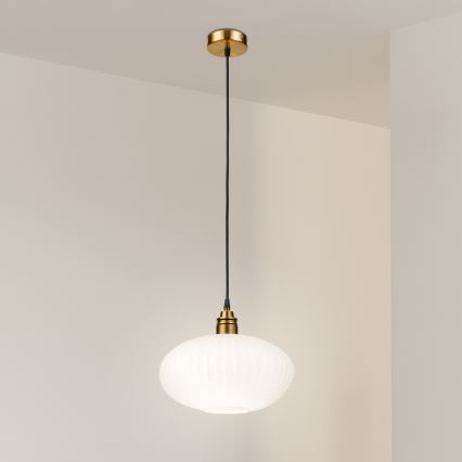 Lustre em cabo HECTOR 1xE27/15W/230V branco/latão Ø 30 cm
