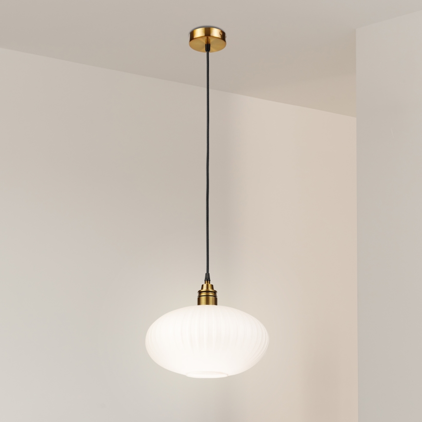 Lustre em cabo HECTOR 1xE27/15W/230V branco/latão Ø 30 cm