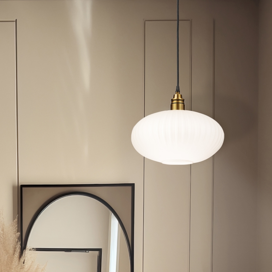 Lustre em cabo HECTOR 1xE27/15W/230V branco/latão Ø 30 cm