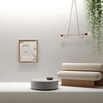 Lustre em cabo HELIX 2xE27/15W/230V preto/pinho