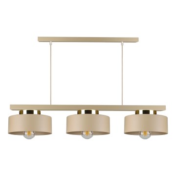 Lustre em cabo IGNIA 3xE27/60W/230V bege/dourado