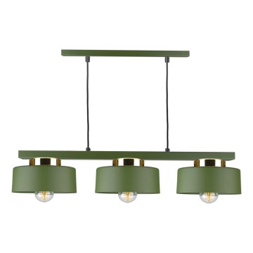 Lustre em cabo IGNIA 3xE27/60W/230V verde/dourado