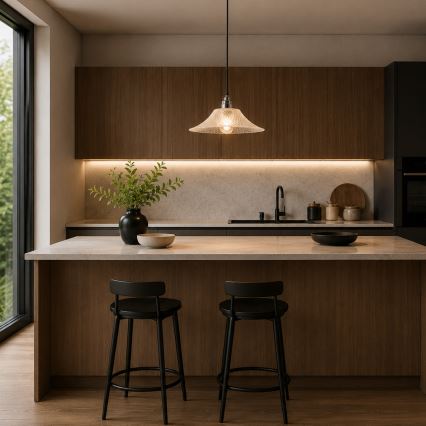 Lustre em cabo JULL 1xE27/15W/230V cromado brilhante/transparente