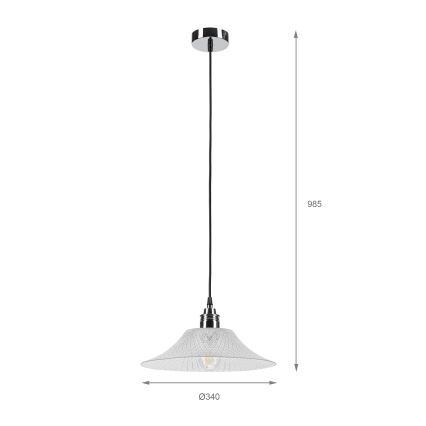Lustre em cabo JULL 1xE27/15W/230V cromado brilhante/transparente