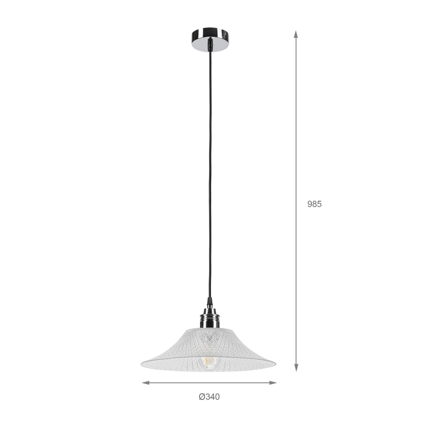Lustre em cabo JULL 1xE27/15W/230V cromado brilhante/transparente