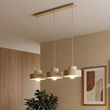 Lustre em cabo KIVI 3xE27/15W/230V bege