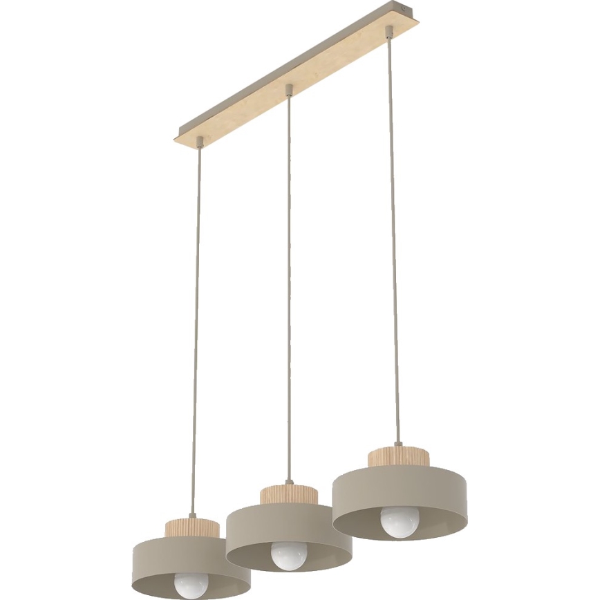 Lustre em cabo KIVI 3xE27/15W/230V bege