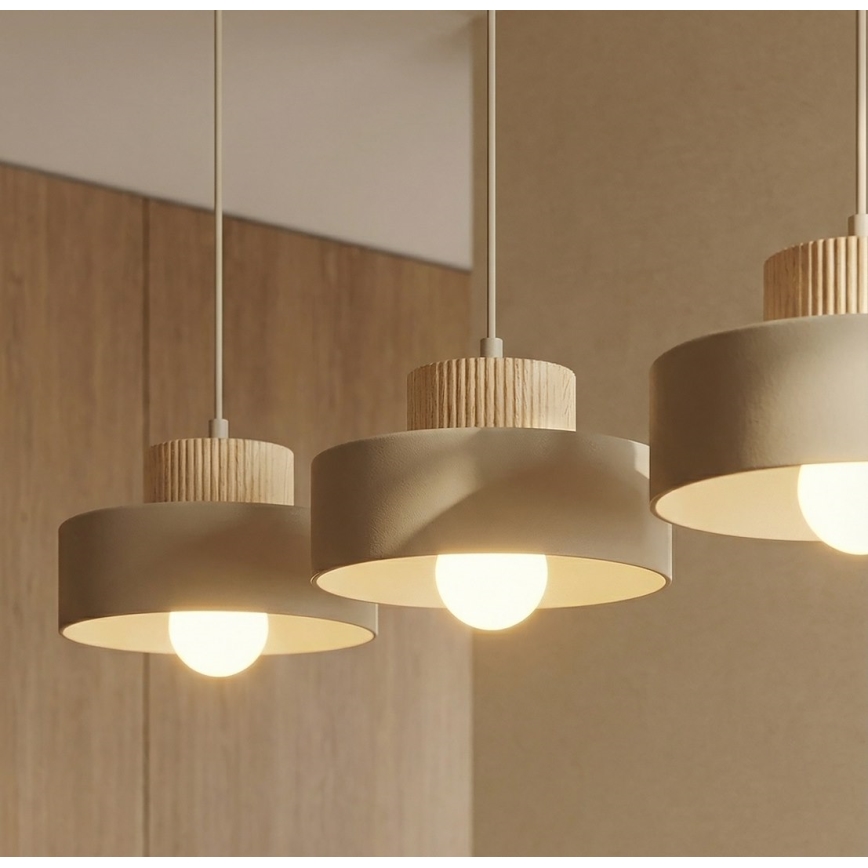 Lustre em cabo KIVI 3xE27/15W/230V bege
