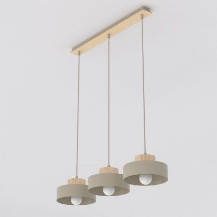 Lustre em cabo KIVI 3xE27/15W/230V bege