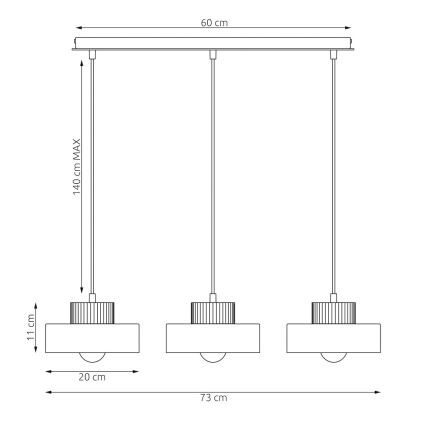 Lustre em cabo KIVI 3xE27/15W/230V bege