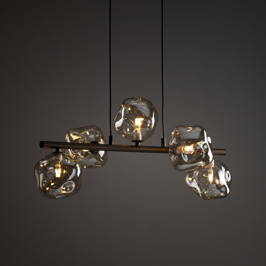 Lustre em cabo LAVA 5xG9/8W/230V bronze/bege fumado
