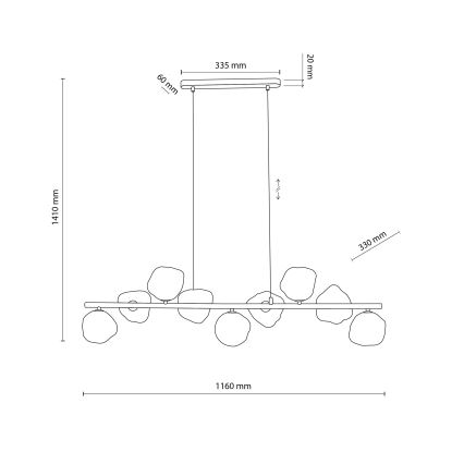 Lustre em cabo LAVA 9xG9/8W/230V bege/fumê bege