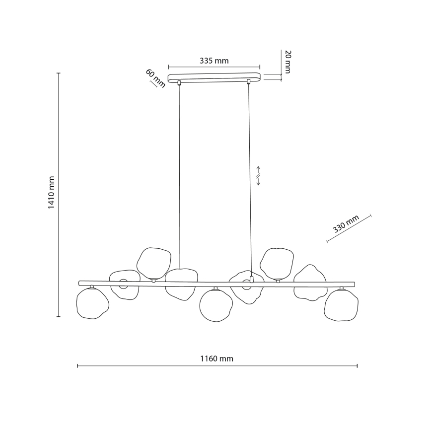 Lustre em cabo LAVA 9xG9/8W/230V bege/fumê bege