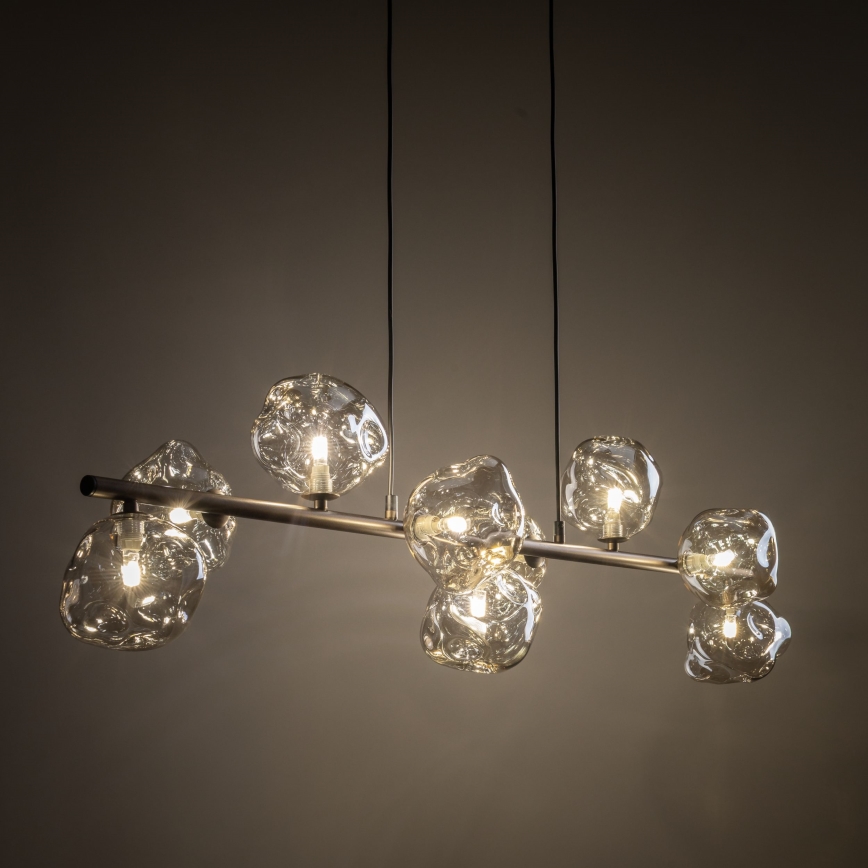 Lustre em cabo LAVA 9xG9/8W/230V bronze/bege fumê