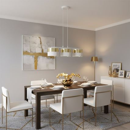 Lustre em cabo LUX 3xE27/15W/230V branco/dourado