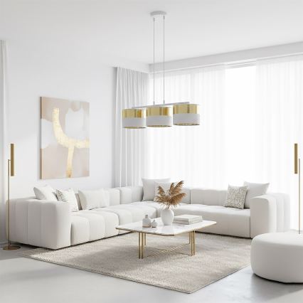 Lustre em cabo LUX 3xE27/15W/230V branco/dourado