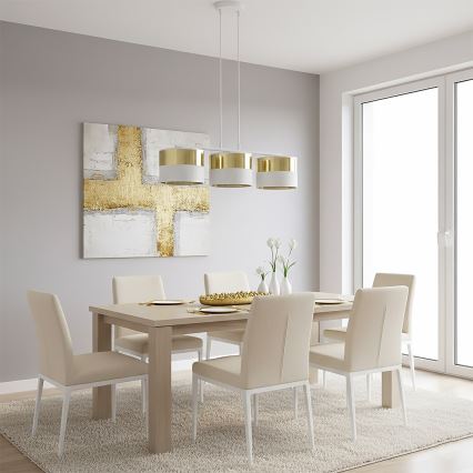 Lustre em cabo LUX 3xE27/15W/230V branco/dourado
