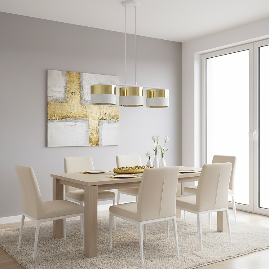 Lustre em cabo LUX 3xE27/15W/230V branco/dourado
