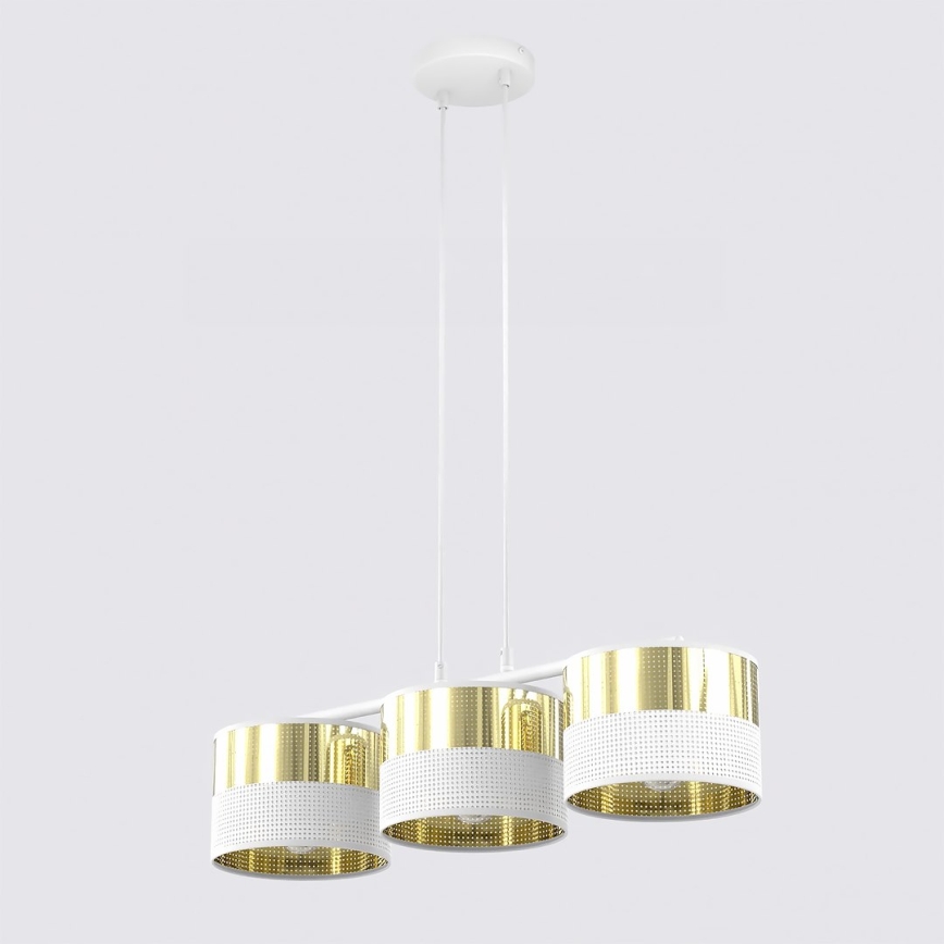 Lustre em cabo LUX 3xE27/15W/230V branco/dourado
