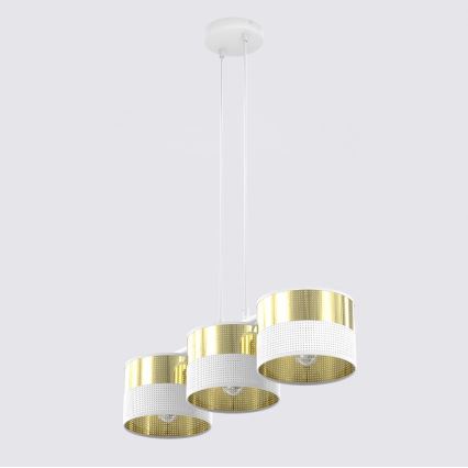 Lustre em cabo LUX 3xE27/15W/230V branco/dourado