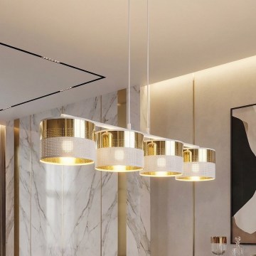Lustre em cabo LUX 4xE27/15W/230V branco/dourado