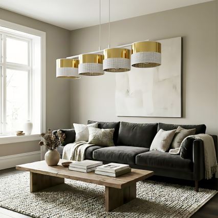 Lustre em cabo LUX 4xE27/15W/230V branco/dourado