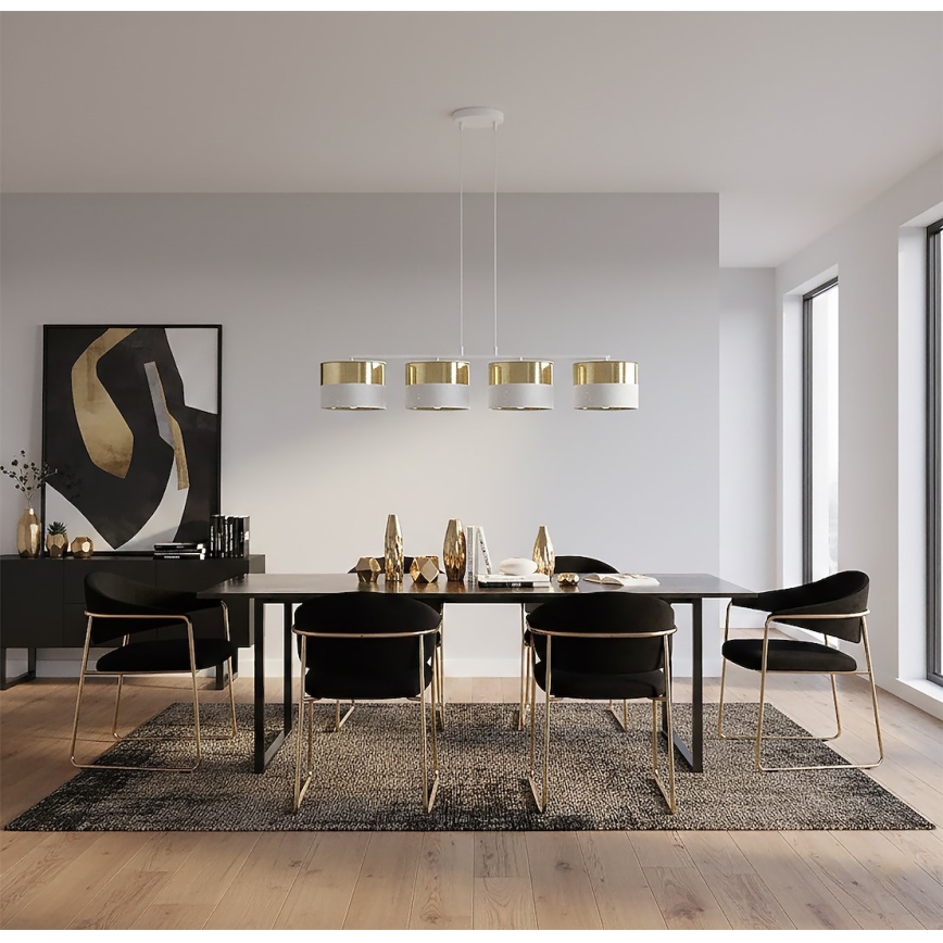 Lustre em cabo LUX 4xE27/15W/230V branco/dourado