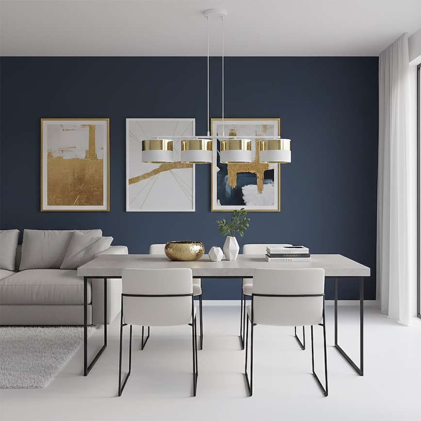 Lustre em cabo LUX 4xE27/15W/230V branco/dourado