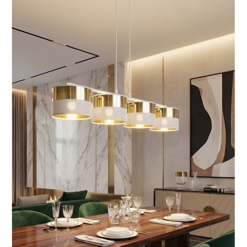 Lustre em cabo LUX 4xE27/15W/230V branco/dourado