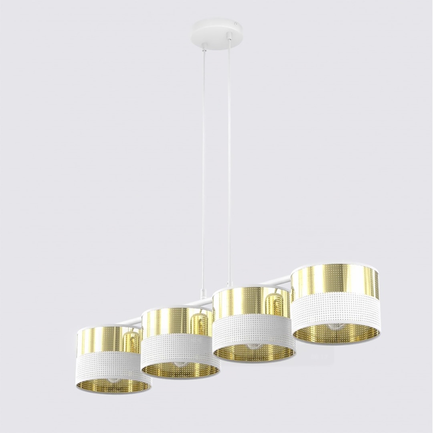 Lustre em cabo LUX 4xE27/15W/230V branco/dourado