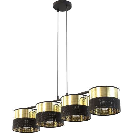 Lustre em cabo LUX 4xE27/15W/230V preto/dourado