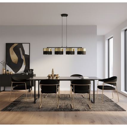 Lustre em cabo LUX 4xE27/15W/230V preto/dourado