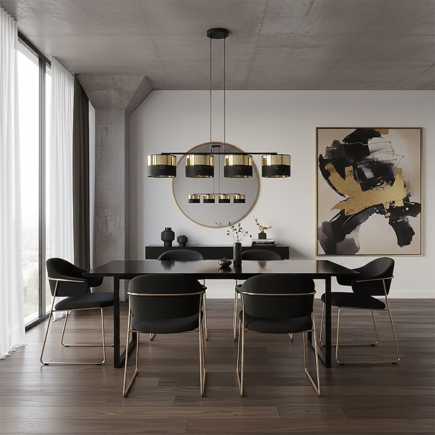 Lustre em cabo LUX 4xE27/15W/230V preto/dourado