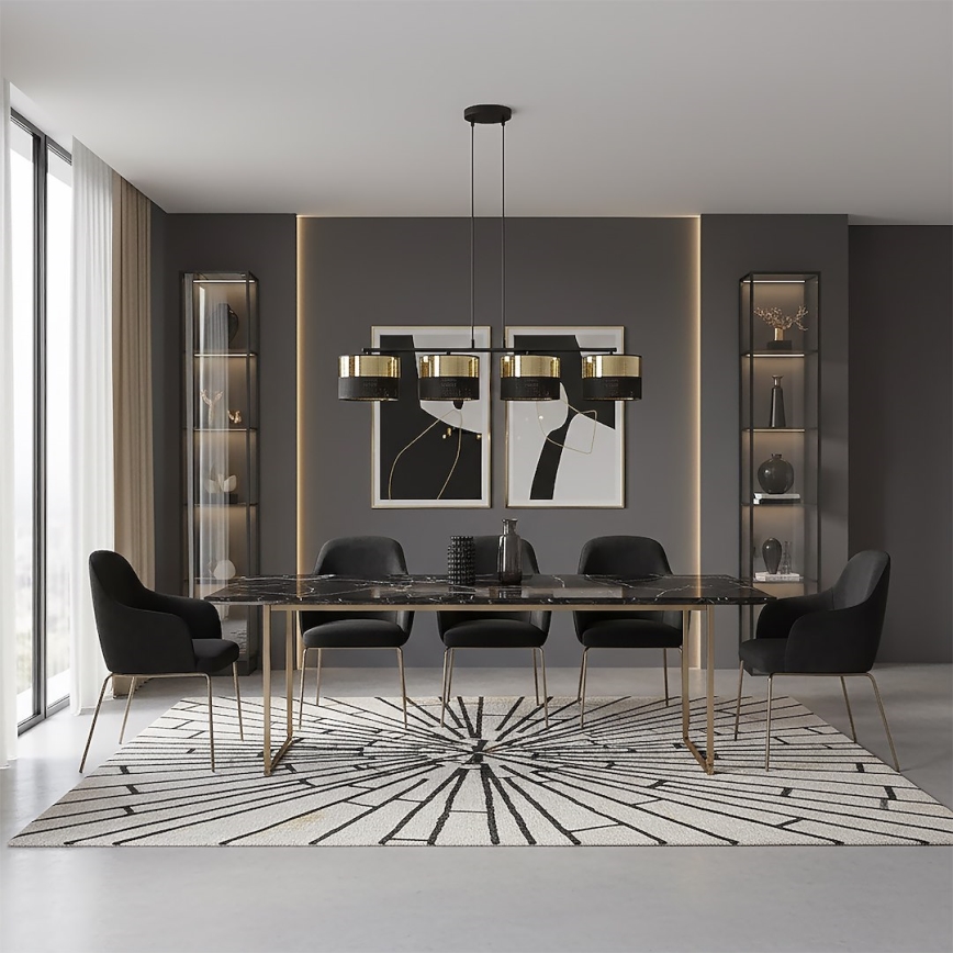 Lustre em cabo LUX 4xE27/15W/230V preto/dourado