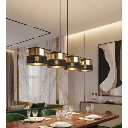 Lustre em cabo LUX 4xE27/15W/230V preto/dourado