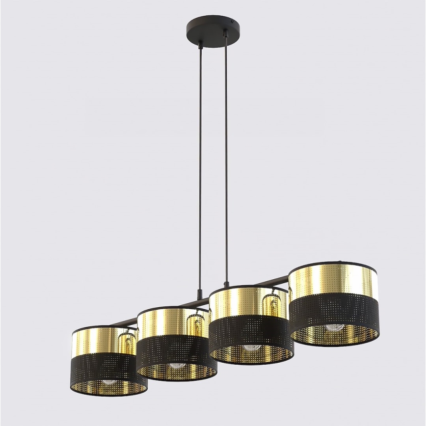 Lustre em cabo LUX 4xE27/15W/230V preto/dourado