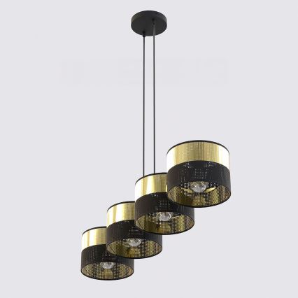 Lustre em cabo LUX 4xE27/15W/230V preto/dourado
