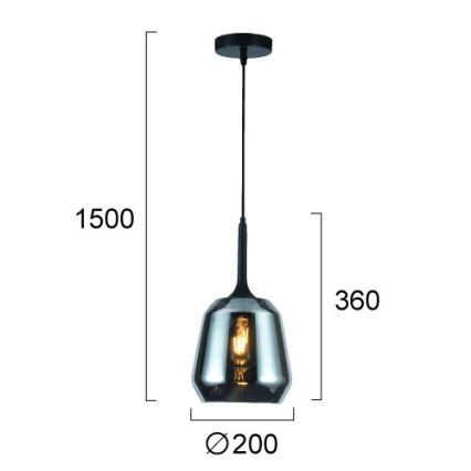 Lustre em cabo MAEVA 1xE27/40W/230V fumê/preto