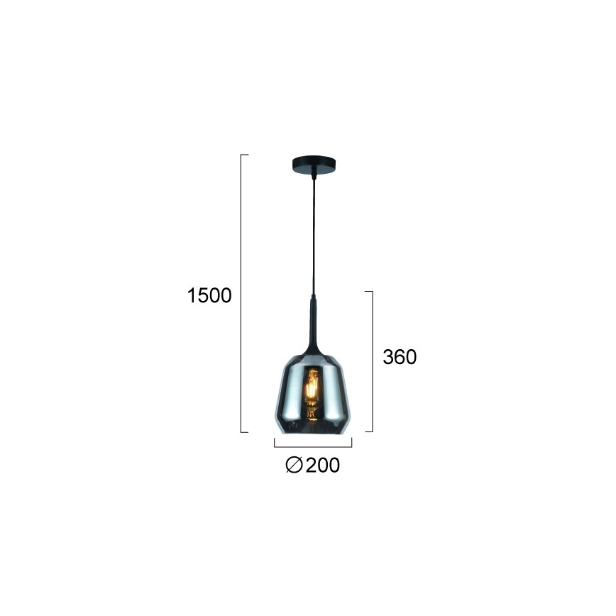 Lustre em cabo MAEVA 1xE27/40W/230V fumê/preto