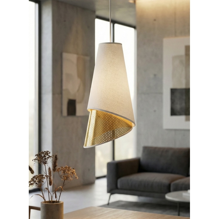 Lustre em cabo MODA 1xE27/15W/230V branco/dourado