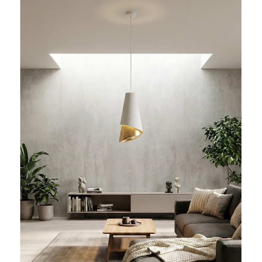 Lustre em cabo MODA 1xE27/15W/230V branco/dourado