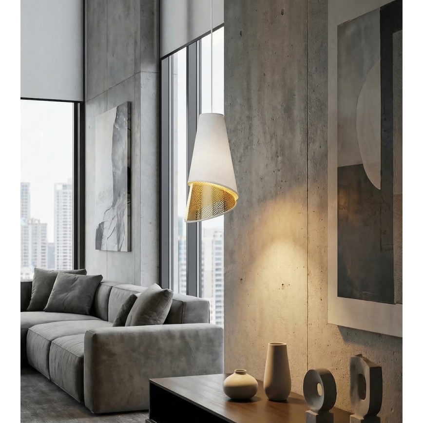 Lustre em cabo MODA 1xE27/15W/230V branco/dourado