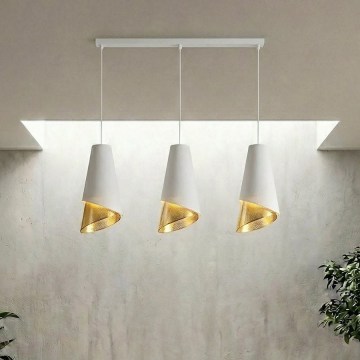 Lustre em cabo MODA 3xE27/15W/230V branco/dourado