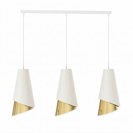 Lustre em cabo MODA 3xE27/15W/230V branco/dourado