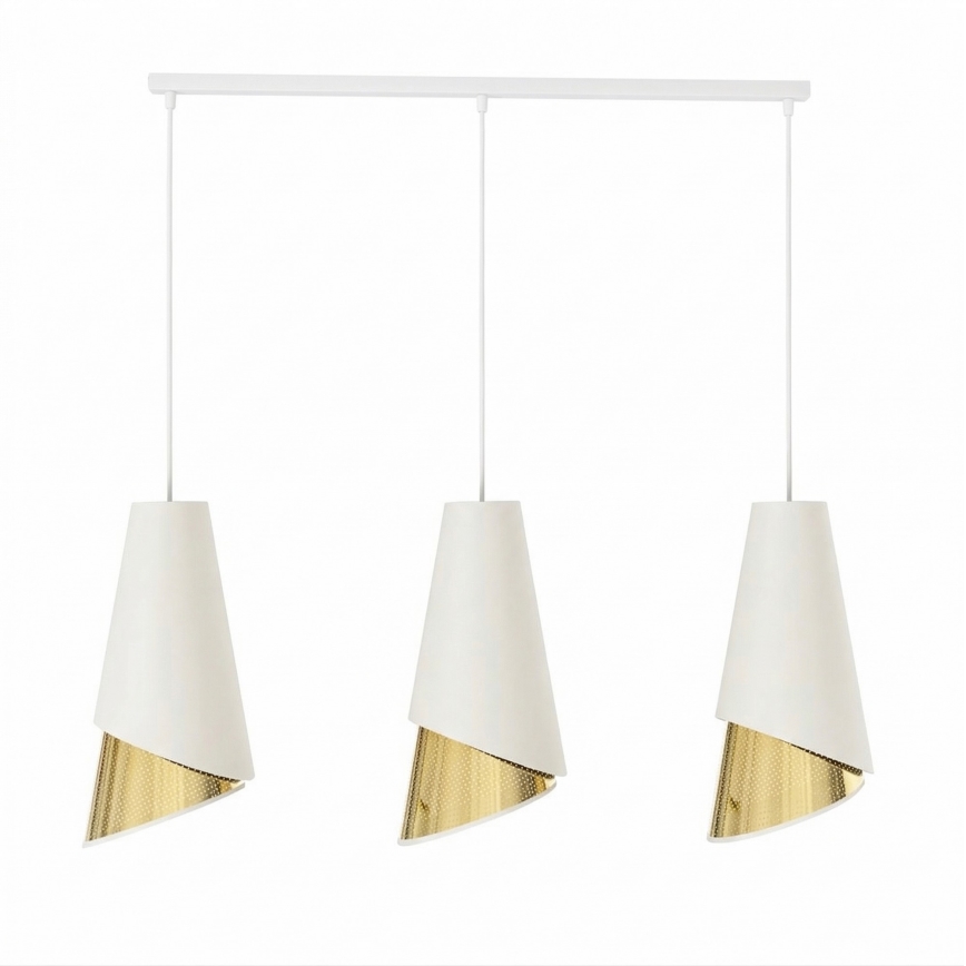 Lustre em cabo MODA 3xE27/15W/230V branco/dourado