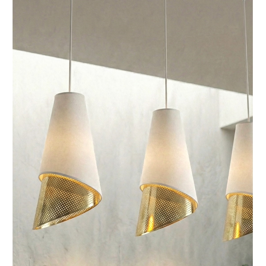 Lustre em cabo MODA 3xE27/15W/230V branco/dourado